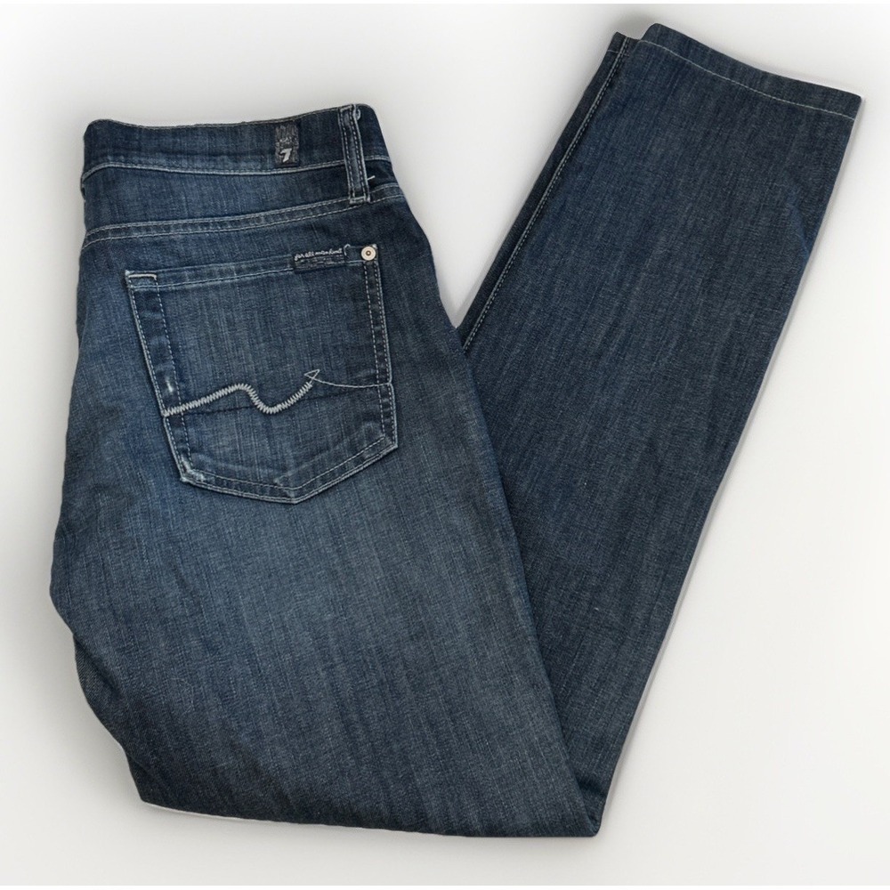 7 For All Mankind Roxanne Denim Skinny Jeans dark‎ Wash Sz 29 Ins NO Pilling